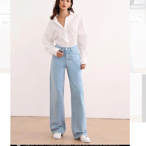 Shein lightwash high rise wide leg denim jeans 30